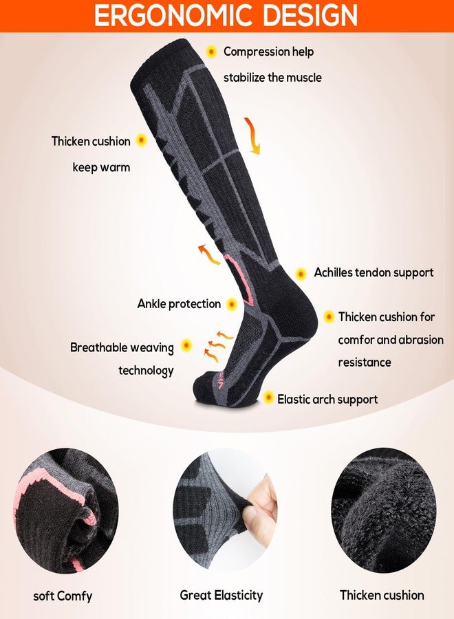 WEIERYA Ski Socks 2 Pairs Pack for Skiing, Snowboarding, Cold Weather, Winter Performance Socks (Retro Black 2 Pairs, X-Large) - Image 2